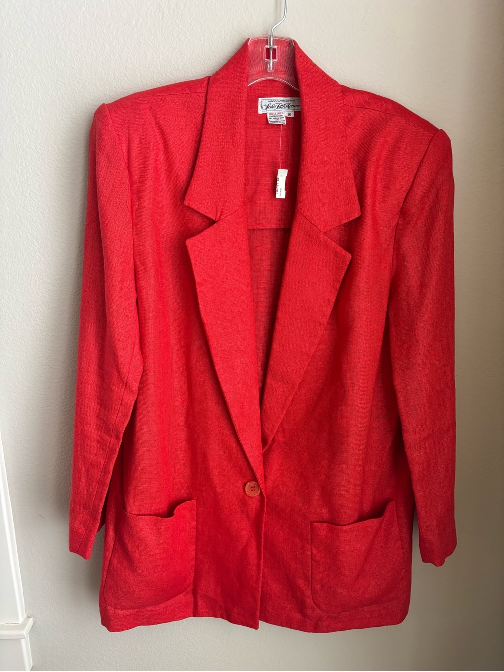 Saks Fifth Avenue Vintage Vibrant Red-Orange Women's Blazer